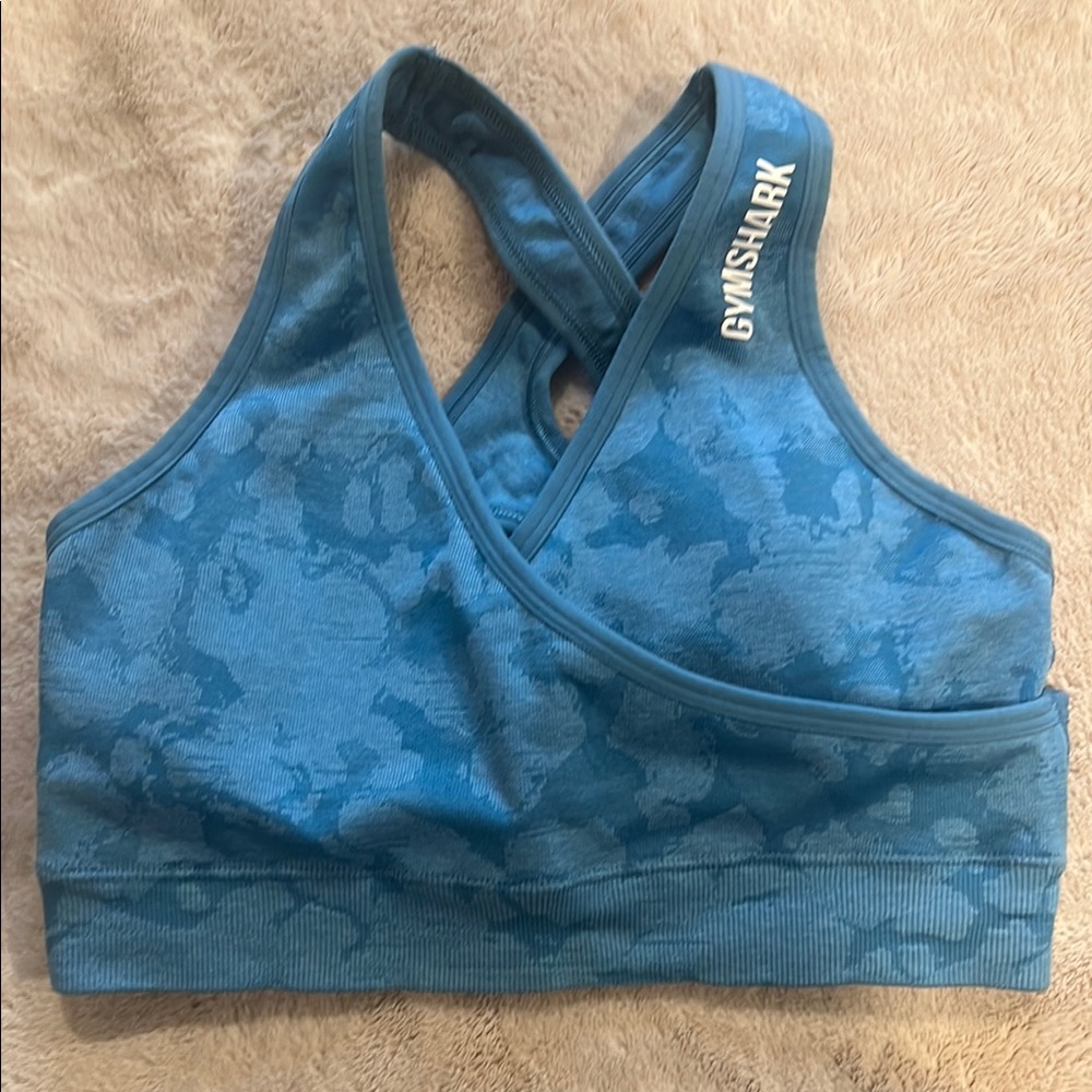Gymshark Blue Racerback Sports Bra with Wrap Design
